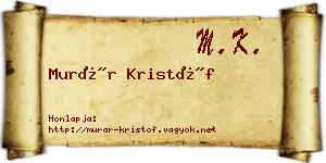 Murár Kristóf névjegykártya